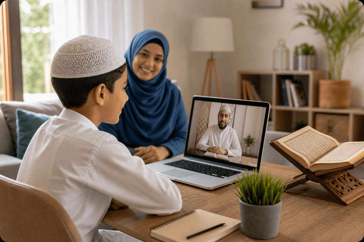 Child learning Quran online at home with Quran Lessons